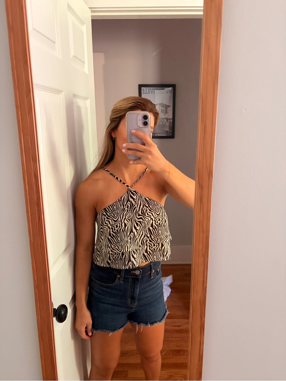 Le Lis Women's Zebra Print Strappy Crop Top - Black & White